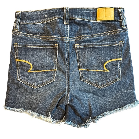 American Eagle Women’s Size 2 Hi Rise Shortie Shorts Jean Stretch Dark Wash - Picture 2 of 6